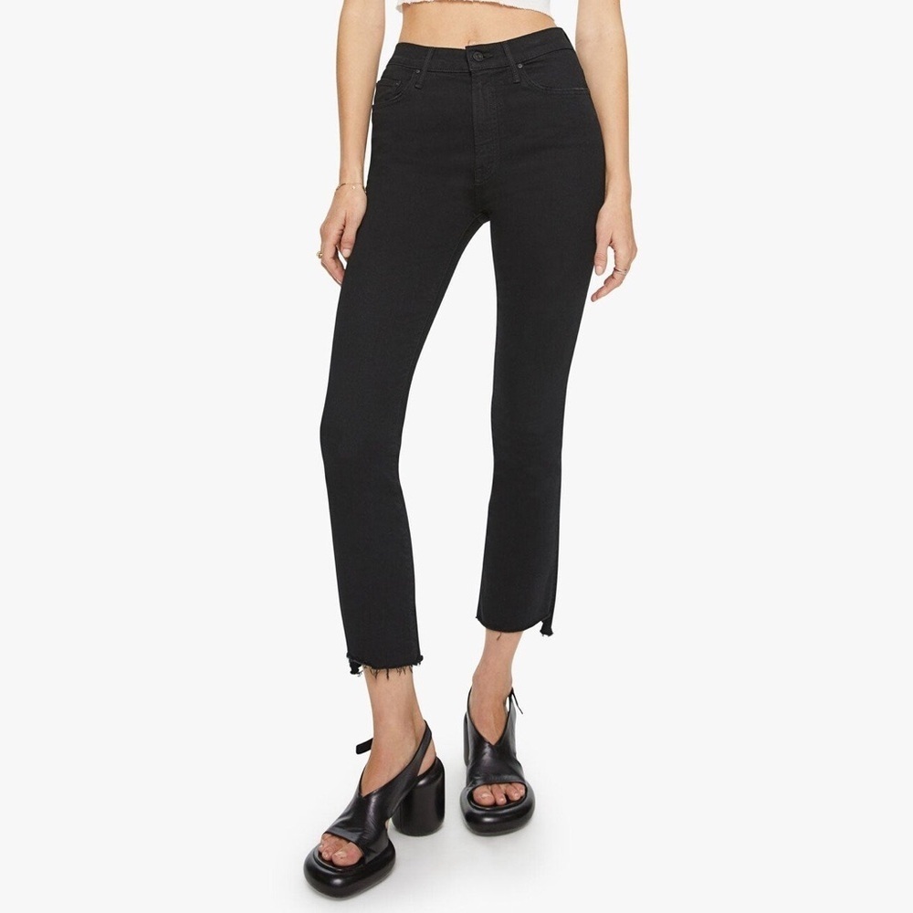 MOTHER The Insider Crop Step Fray Not Guilty Black Denim Jeans Size 27